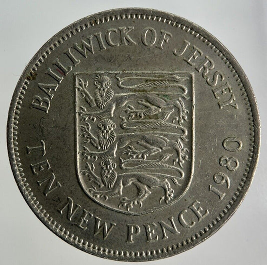 1980 Jersey 10p Ten-Pence Coin | Fine Collectable Grade