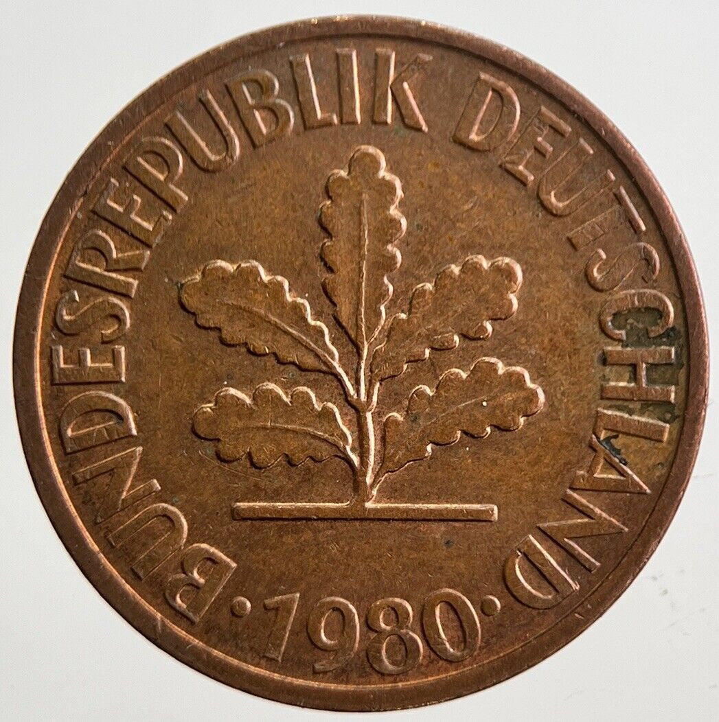 1980 Germany 2 Pfennig Coin | Very High Grade | a4948