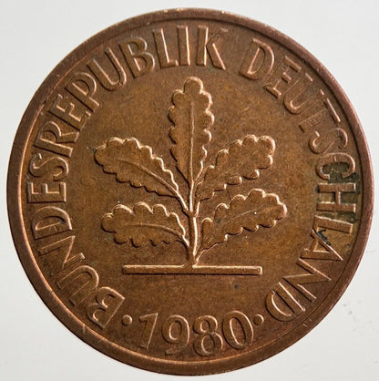 1980 Germany 2 Pfennig Coin | Very High Grade | a4948