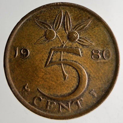 1980 Netherlands 5 Cents Coin | Fine Collectable Grade