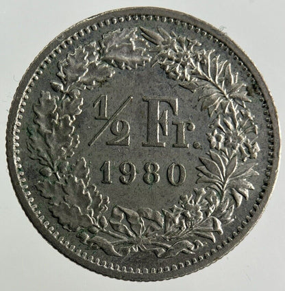 1980 Switzerland Swiss 1/2 Half Franc Coin | Fine Collectable Grade