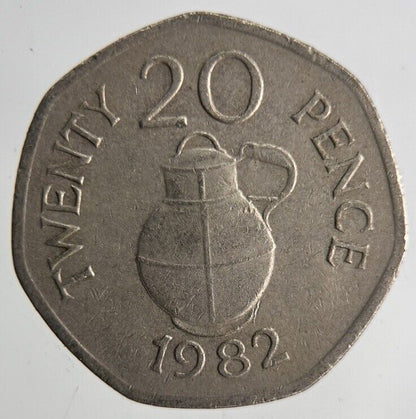1982 Guernsey 20p Twenty 20 Pence Coin | Fine Collectable Grade