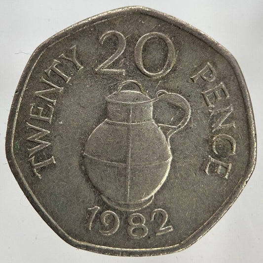 1982 Guernsey 20p Twenty-Pence Coin | Fine Collectable Grade