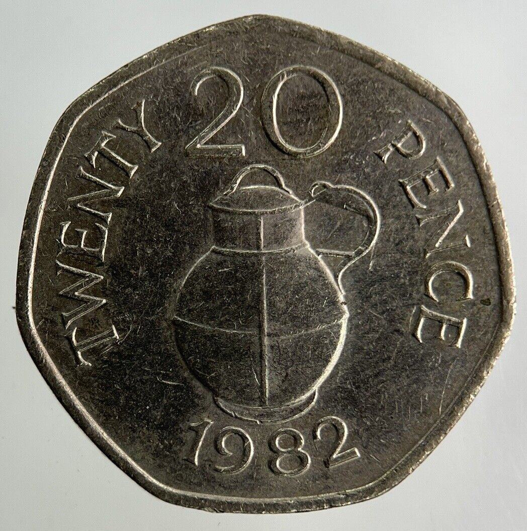 1982 Guernsey 20p Twenty-Pence Coin | Fine Collectable Grade