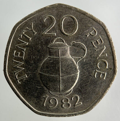 1982 Guernsey 20p Twenty-Pence Coin | Fine Collectable Grade