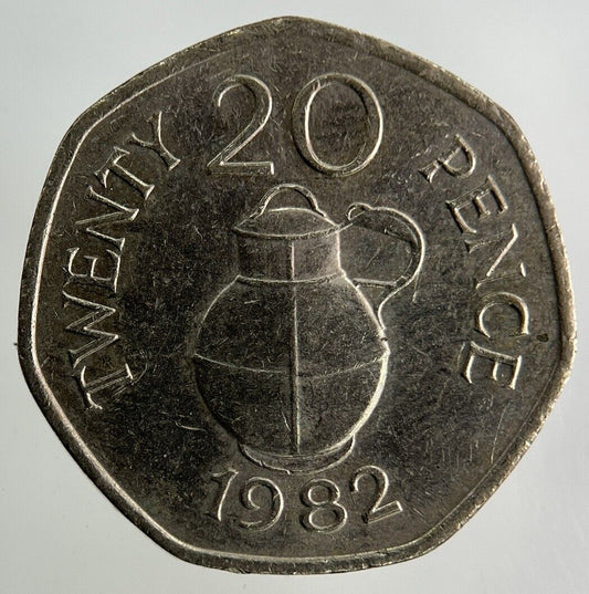 1982 Guernsey 20p Twenty-Pence Coin | Fine Collectable Grade