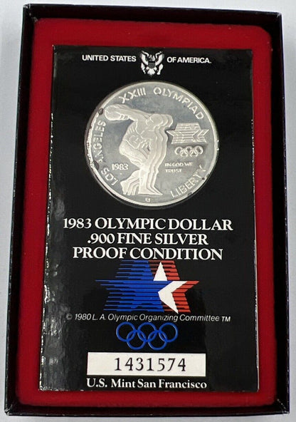 1984 US USA Silver Olympic Los Angeles Dollar Coin | a90345