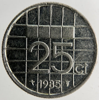 1985 Netherlands 25 Cents Coin | Fine Collectable Grade