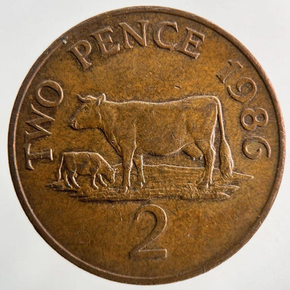 1986 Guernsey 2p Two-Pence Coin | Fine Collectable Grade