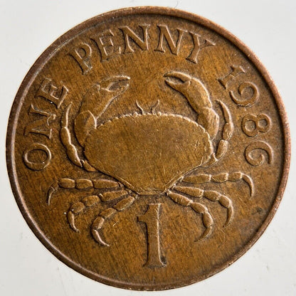 1986 Guernsey 1 Penny Coin | Fine Collectable Grade