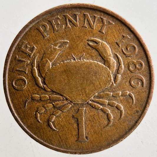 1986 Guernsey 1 Penny Coin | Fine Collectable Grade