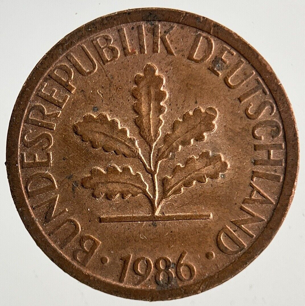 1986 Germany 1 Pfennig Coin | Very High Grade