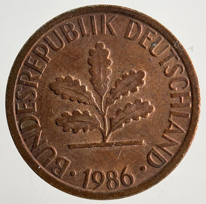 1986 Germany 1 Pfennig Coin | Very High Grade
