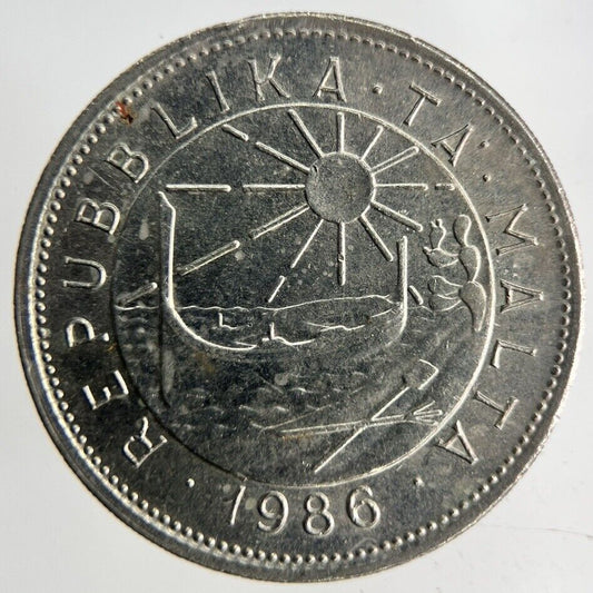 1986 Malta 25 Cents Coin | Fine Collectable Grade
