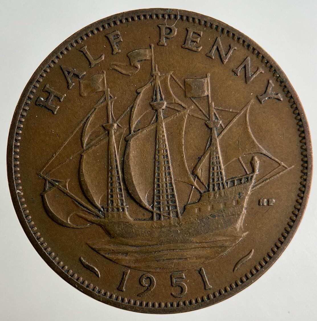 1951 George VI Half-Penny Coin | Fine Collectable Grade