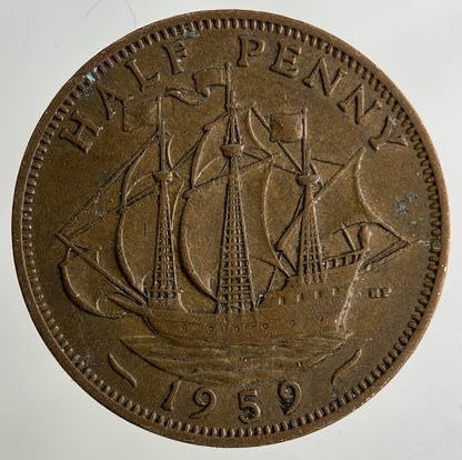 1959 Elizabeth II 2nd Half-Penny Coin | Fine Collectable Grade
