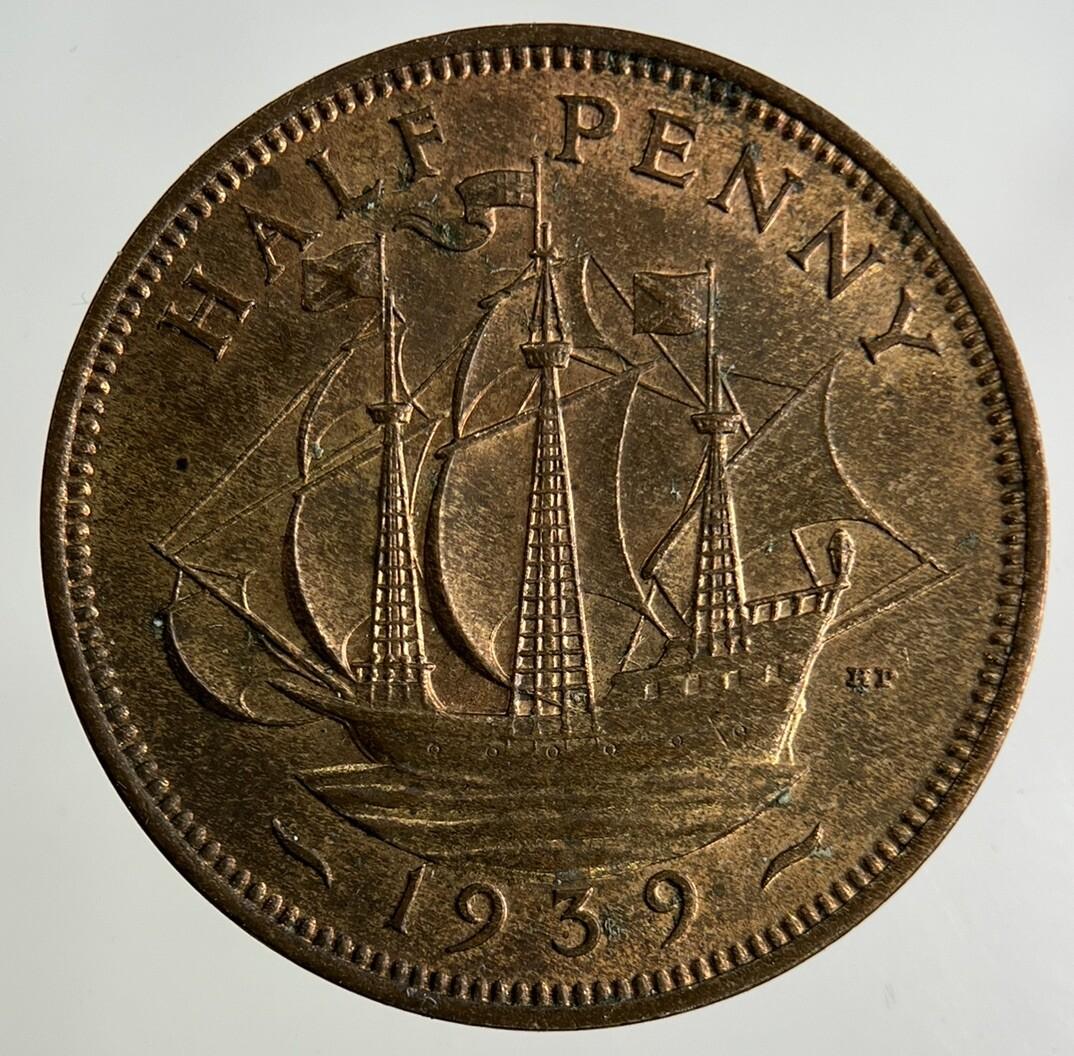 1939 George VI Half-Penny Coin | Very High Grade