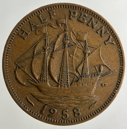 1958 Elizabeth II 2nd Half-Penny Coin | Fine Collectable Grade
