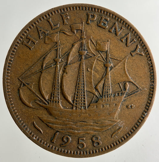 1958 Elizabeth II 2nd Half-Penny Coin | Fine Collectable Grade