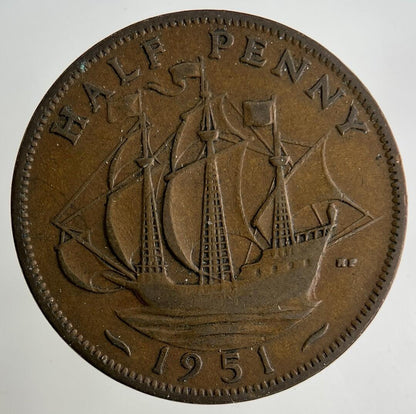 1951 George VI Half-Penny Coin | Collectable Grade