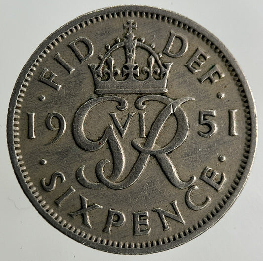 1951 George VI Sixpence Coin | Fine Collectable Grade