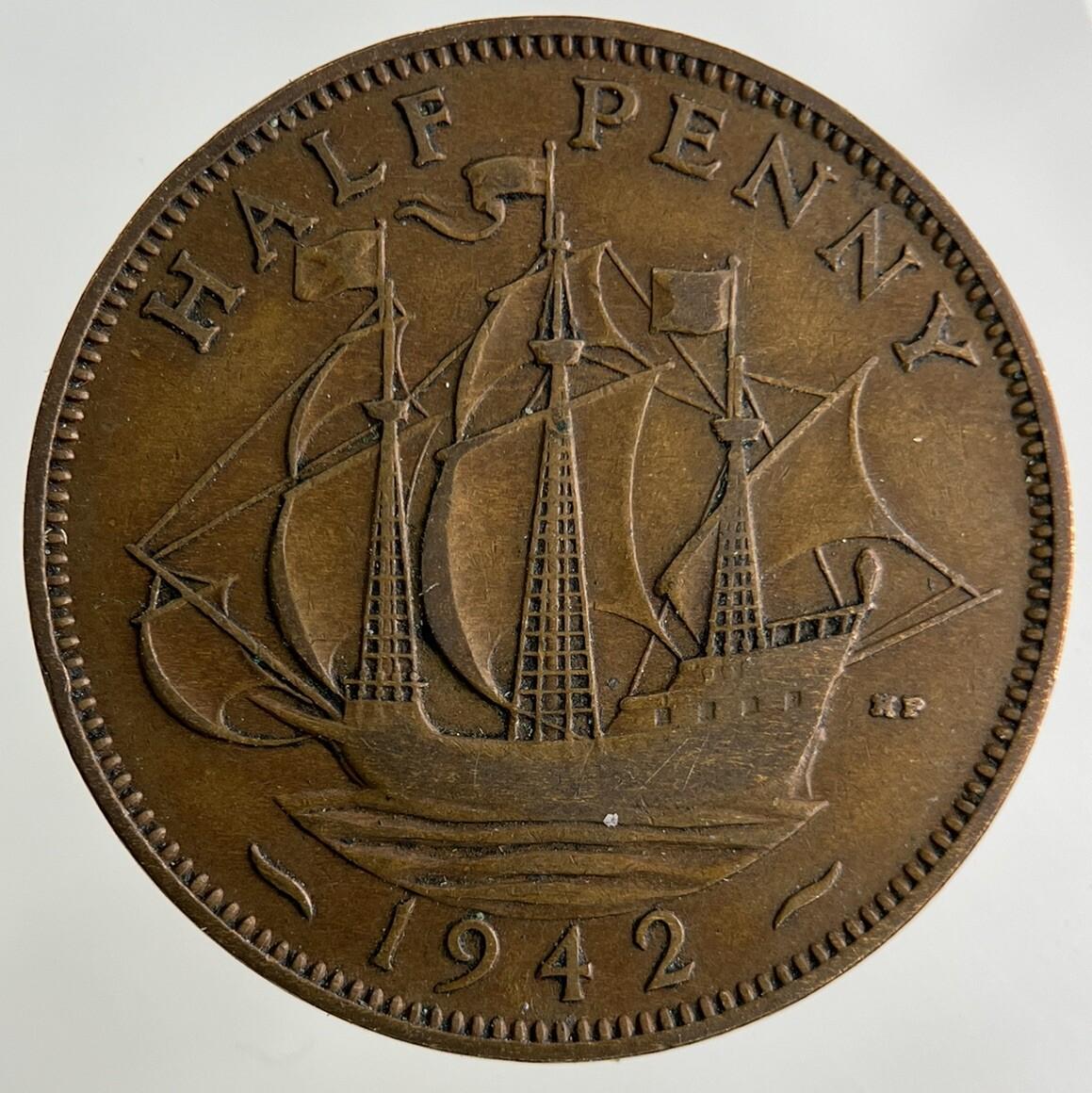 1942 George VI Half-Penny Coin | Fine Collectable Grade