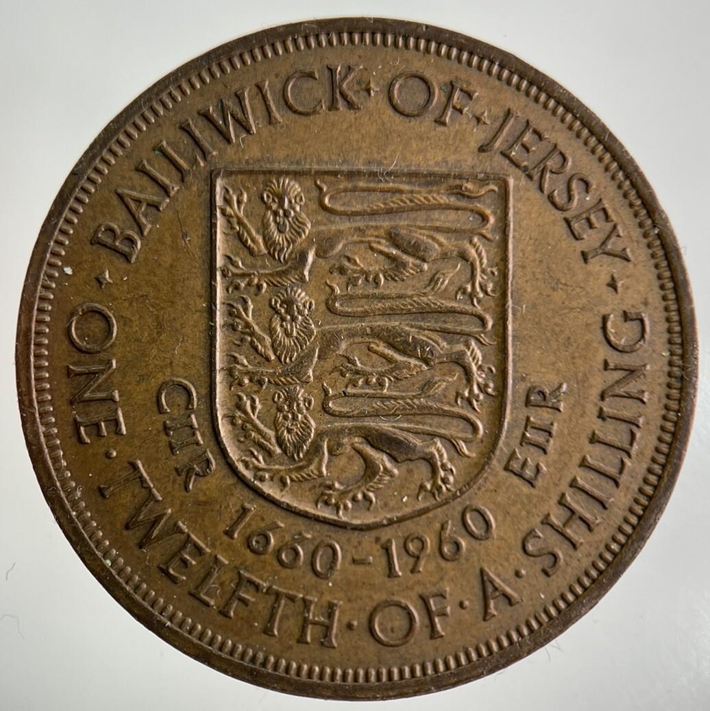 1960 Jersey 1/12 One Twelfth Of A Shilling Coin | Fine Collectable Grade