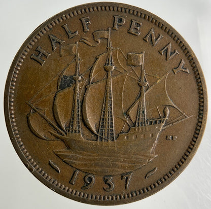1937 George VI Half-Penny Coin | Fine Collectable Grade