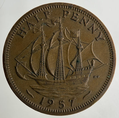 1957 Elizabeth II 2nd Half-Penny Coin | Fine Collectable Grade