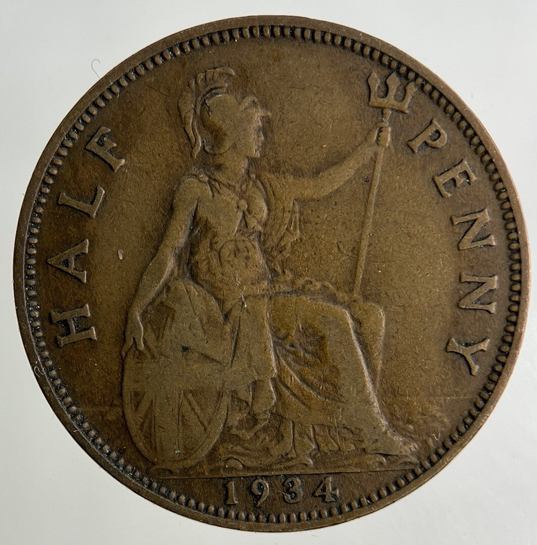 1934 George V Half-Penny Coin | Fine Collectable Grade