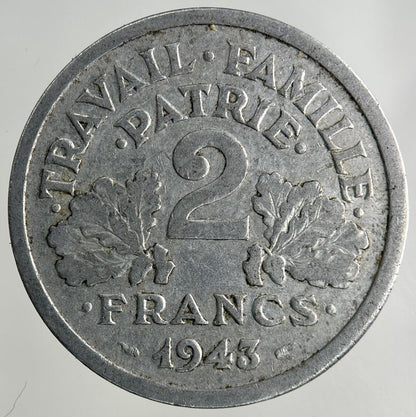 1943 France 2 Francs Coin | Fine Collectable Grade