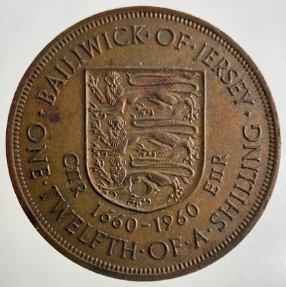 1960 Jersey 1/12 One Twelfth Of A Shilling Coin | Fine Collectable Grade
