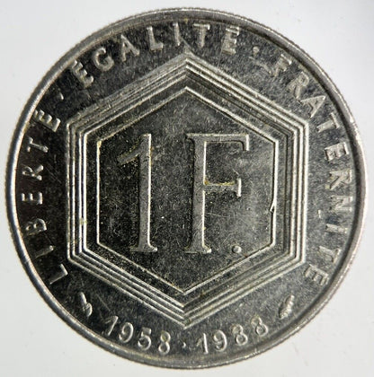 1988 France 1 Franc Coin | Fine Collectable Grade