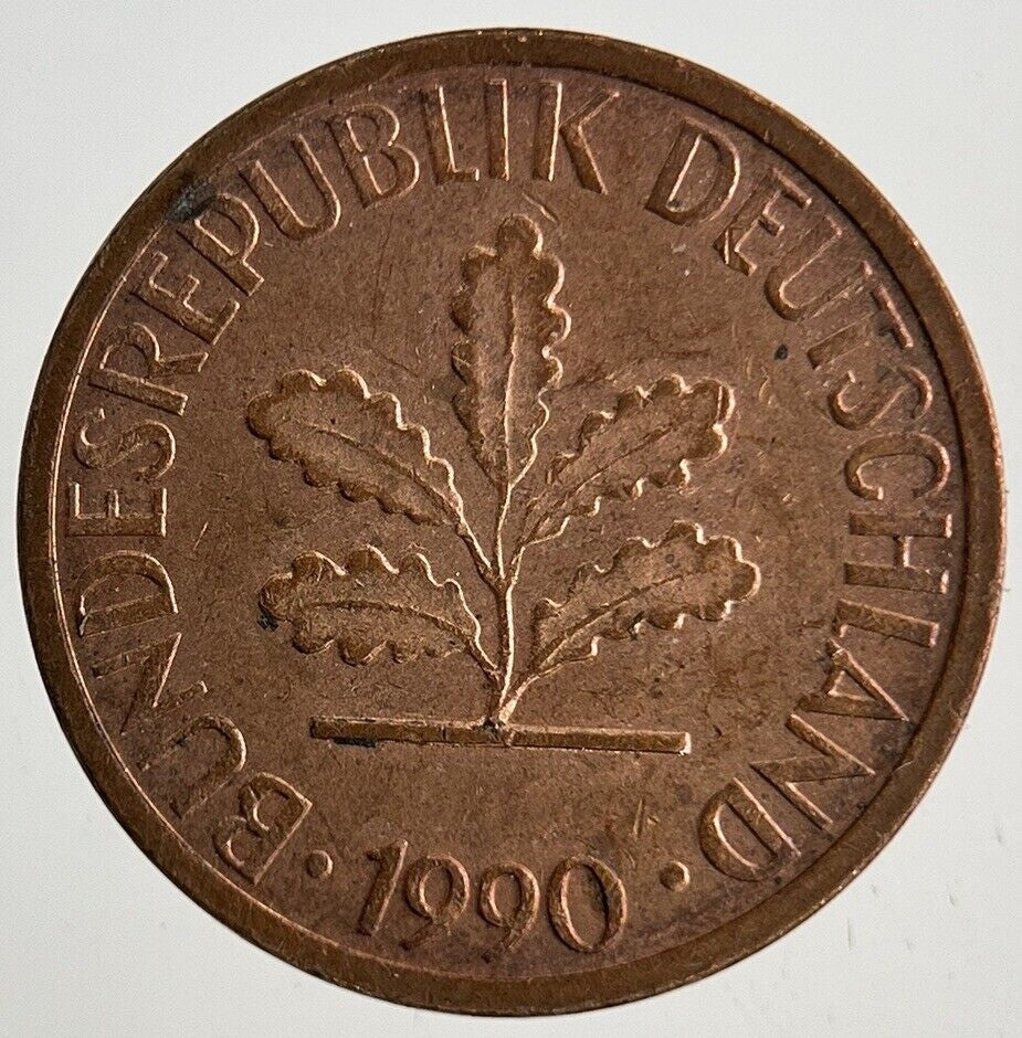 1990 Germany 1 Pfennig Coin | Very High Grade