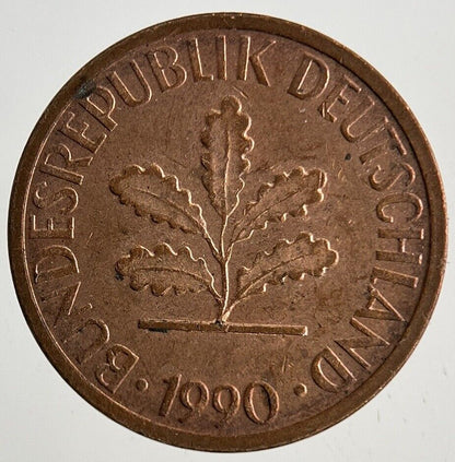 1990 Germany 1 Pfennig Coin | Very High Grade