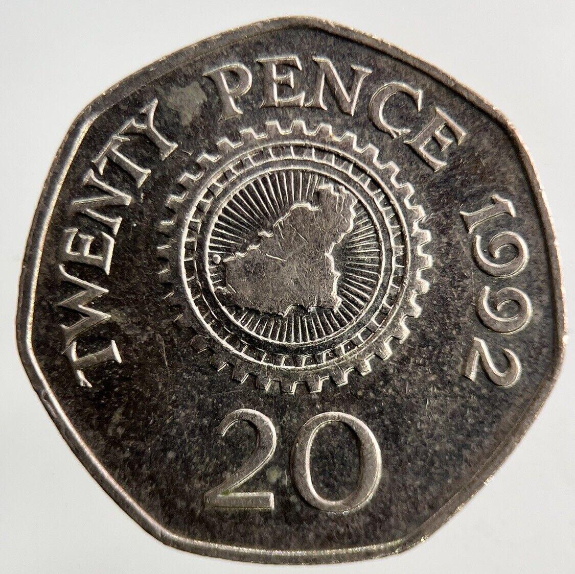 1992 Guernsey 20p Twenty-Pence Coin | Fine Collectable Grade