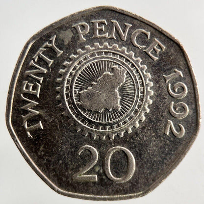 1992 Guernsey 20p Twenty-Pence Coin | Fine Collectable Grade