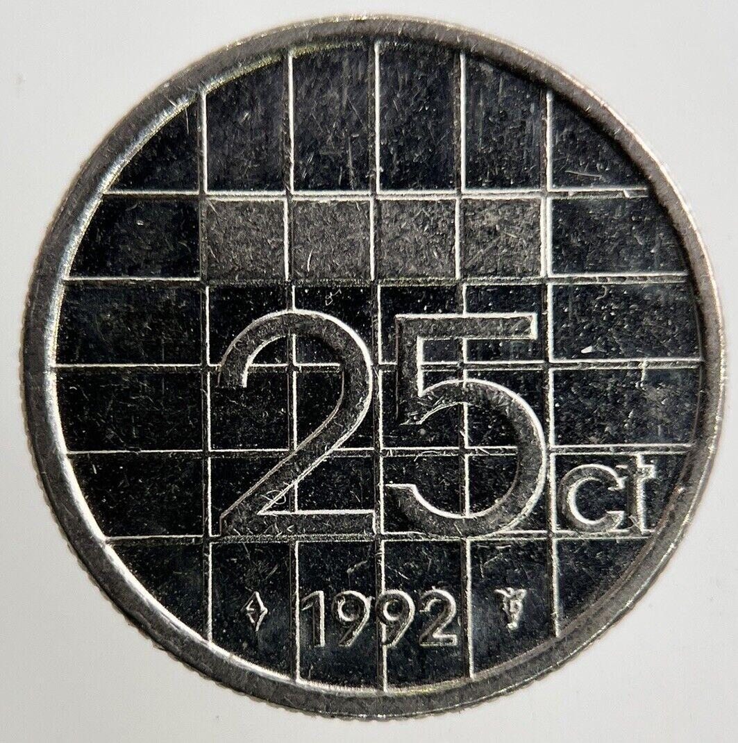 1992 Netherlands 25 Cents Coin | Fine Collectable Grade