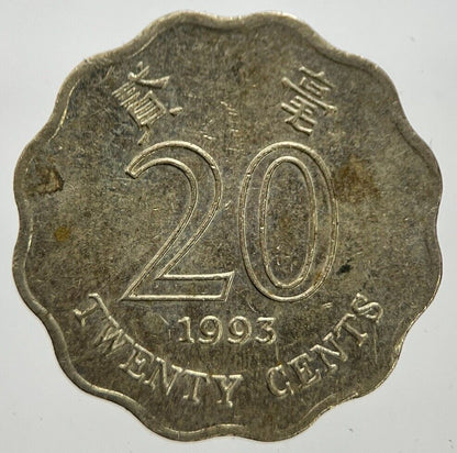 1993 Hong Kong 20 Twenty Cents Coin | Fine Collectable Grade | a7290