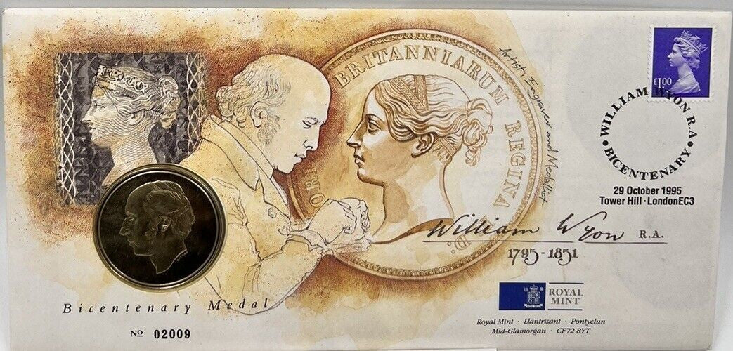 1995 Royal Mint William Wyon Bicentenary Medal Coin And Cover | a9151