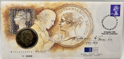 1995 Royal Mint William Wyon Bicentenary Medal Coin And Cover | a9151