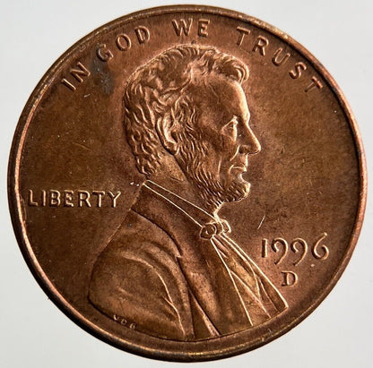 1996-D US USA Lincoln One Cent Coin | Very High Grade