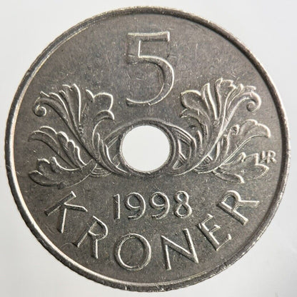 1998 Norway 5 Kroner Coin | Fine Collectable Grade