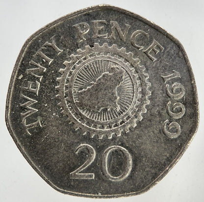 1999 Guernsey 20p Twenty-Pence Coin | Fine Collectable Grade