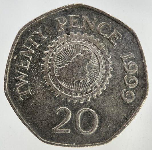 1999 Guernsey 20p Twenty-Pence Coin | Fine Collectable Grade