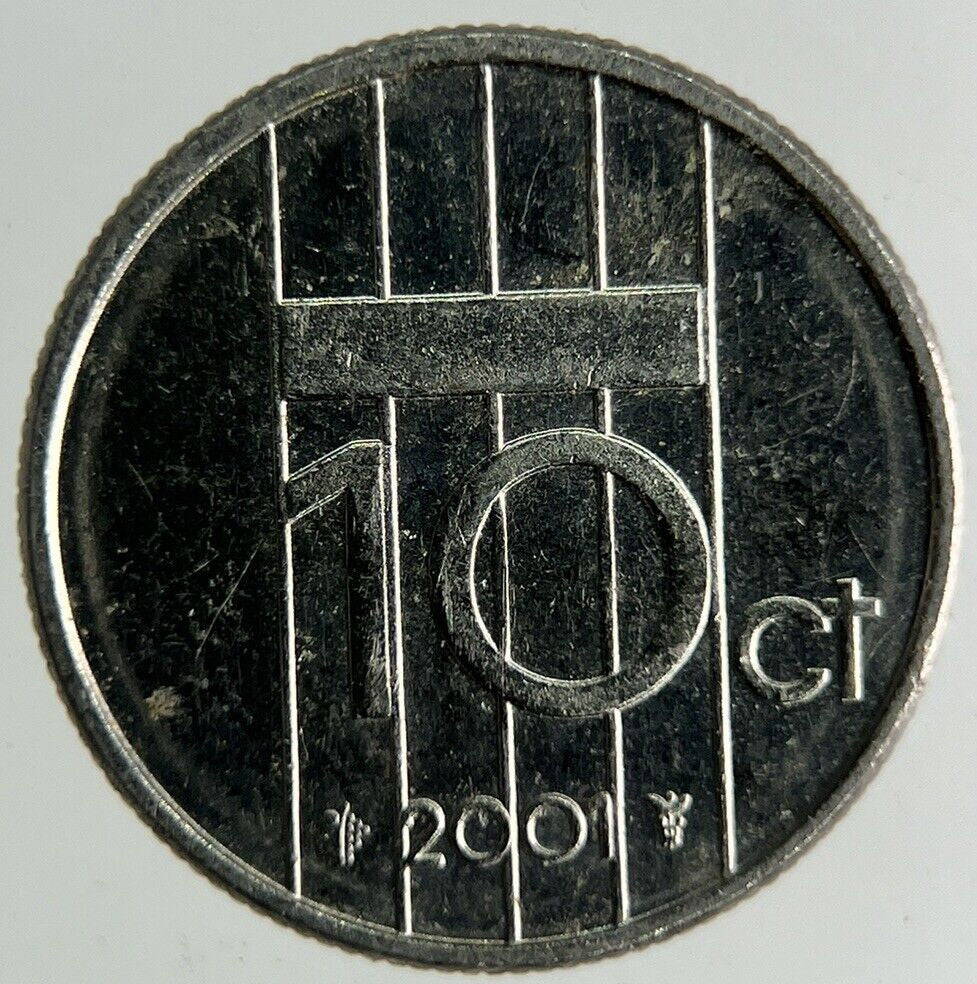 2001 Netherlands 10 Cents Silver Coin | Fine Collectable Grade