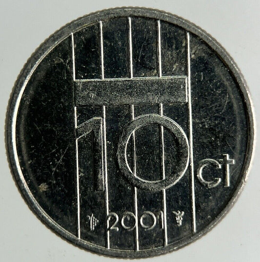 2001 Netherlands 10 Cents Silver Coin | Fine Collectable Grade