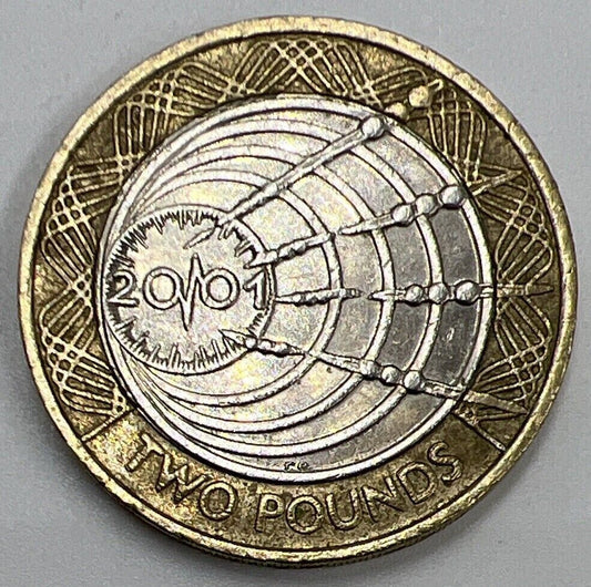 2001 Elizabeth First Wireless Transmission £2 British Coin | Fine Grade | a1386