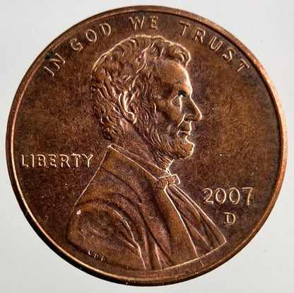 2007-D US USA Lincoln One Cent Coin | Very High Grade