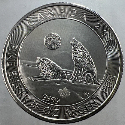 2016 Canadian Mint Wolf 3/4 oz Silver Coin | a3901